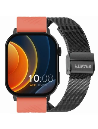 Chytré hodinky Gravity GT15-3 Červený silikonový řemínek + černý náramek Chytré hodinky Gravity GT15-3 Červený silikonový řemínek + černý náramek