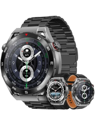 VELTORI VT100-1 smartwatch + černý silikonový řemínek + černá ekokůže VELTORI VT100-1 smartwatch + černý silikonový řemínek + černá ekokůže