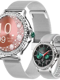 Dámské chytré hodinky Rubicon RNCF19-1 Stříbrný náramek + řemínek