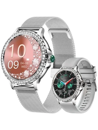 Dámské chytré hodinky Rubicon RNCF19-1 Stříbrný náramek + řemínek Dámské chytré hodinky Rubicon RNCF19-1 Stříbrný náramek + řemínek