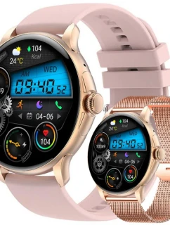 Dámské chytré hodinky Rubicon RNCF35 ROSE GOLD Náramek + řemínek růžová