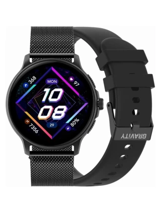 Dámské chytré hodinky GRAVITY GT12-1 Černý silikonový řemínek + černý náramek Dámské chytré hodinky GRAVITY GT12-1 Černý silikonový řemínek + černý náramek