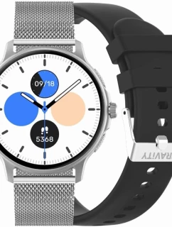 Dámské chytré hodinky GRAVITY GT12-7 Černý silikonový řemínek + stříbrný náramek