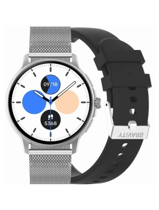 Dámské chytré hodinky GRAVITY GT12-7 Černý silikonový řemínek + stříbrný náramek Dámské chytré hodinky GRAVITY GT12-7 Černý silikonový řemínek + stříbrný náramek