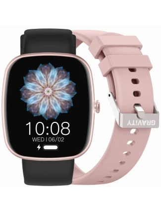 Dámské chytré hodinky GRAVITY GT18-1 Pink Silicone Strap + Black Strap Dámské chytré hodinky GRAVITY GT18-1 Pink Silicone Strap + Black Strap