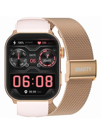 Dámské chytré hodinky GRAVITY GT28-6 Řemínek + náramek Rose Gold Pink Dámské chytré hodinky GRAVITY GT28-6 Řemínek + náramek Rose Gold Pink