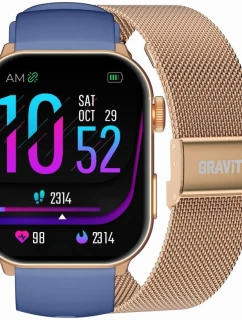 Dámské chytré hodinky GRAVITY GT28-8 řemínek + náramek růžové zlato námořnická modř