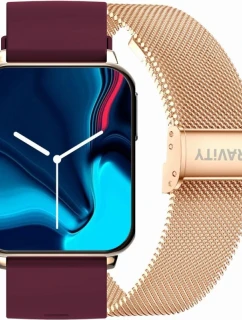 Chytré hodinky Gravity Pink Gold Maroon 2 Stripes GT17-6