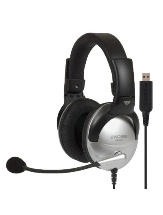 USB náhlavní souprava Koss SB45 s kabelovou čelenkou Kancelářské/telefonní centrum Černá, stříbrná USB náhlavní souprava Koss SB45 s kabelovou čelenkou Kancelářské/telefonní centrum Černá, stříbrná