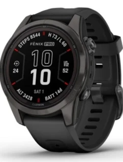 Hodinky Garmin Fenix 7S Pro 42mm Sapphire Solar šedé titanové DLC s černým řemínkem
