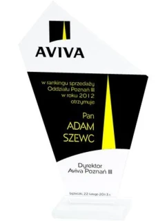 Gravírovaná skleněná trofej + malířská výplň