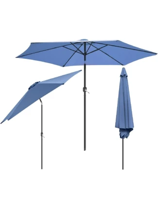 ZAHRADNÍ SLUNEČNÍK 300 CM SKLÁDACÍ TMAVĚ MODRÝ