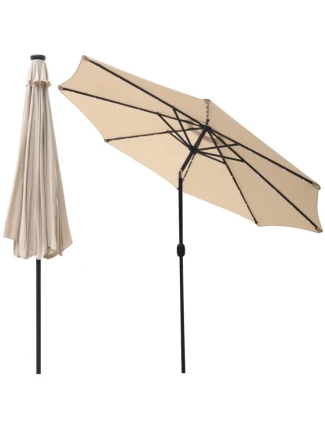 ZAHRADNÍ SLUNEČNÍK S LED OSVĚTLENÍM 300CM BÉŽOVÝ