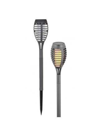 DANCING FLAMES SOLAR LAMP 12 LED SMD 7,5x7,5x46,5 cm šedá