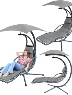 HOUPACÍ KŘESLO HOUPAČKA SE SLUNEČNÍKEM LISBON TMAVĚ ŠEDÁ