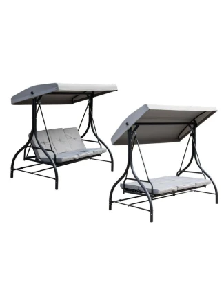 ZAHRADNÍ A BALKONOVÁ HOUPAČKA NINA 3MÍSTNÁ ŠEDÁ