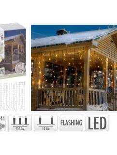 DĚTSKÁ SVĚTELNÁ ZÁCLONA 200x70cm VENKOVNÍ LED KROUŽEK BÍLÝ FLASH