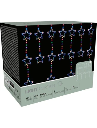 Světelné závěsy na vánoční stromek 200x200 CM 415LED STARS MULTIKOLOR Světelné závěsy na vánoční stromek 200x200 CM 415LED STARS MULTIKOLOR