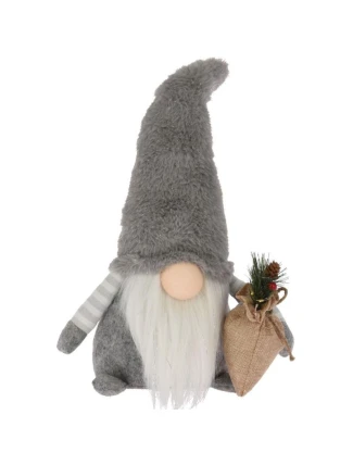 DEKORATIVNÍ PLYŠOVÝ TRPASLÍK LED 38CM ŠEDÝ