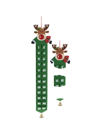 PLSTĚNÝ ZELENÝ SOBÍ ADVENTNÍ KALENDÁŘ
