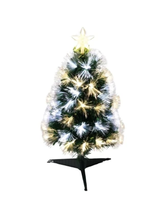 DEKORATIVNÍ VÁNOČNÍ STROMEK Z OPTICKÝCH VLÁKEN TEPLÝ STUDENÝ BÍLÝ 60CM