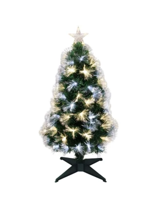 DEKORATIVNÍ VÁNOČNÍ STROMEK Z OPTICKÝCH VLÁKEN TEPLÝ STUDENÝ BÍLÝ 90CM