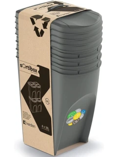 ŚMIETNIK KOSZE NA ŚMIECI 35 L SORTIBOX SET4 SZT. SZARY KAMIEŃ dětské