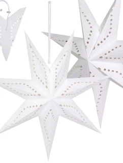 PAPÍROVÁ DEKORACE HVĚZDA 50CM 7 LISTŮ BÍLÁ