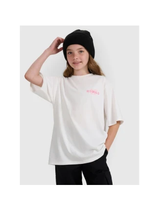 Dívčí tričko oversize s potiskem 4F 4FJRAW25TTSHF2935-11S Dívčí tričko oversize s potiskem 4F 4FJRAW25TTSHF2935-11S