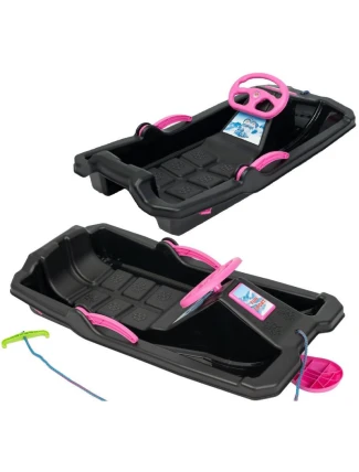 PLASTOVÉ SLEVY S BRZDOU A ŘÍDICÍM PRVKEM ADAŚ 84x43x25CM ČERNÁ S ČERVENOU BARVOU