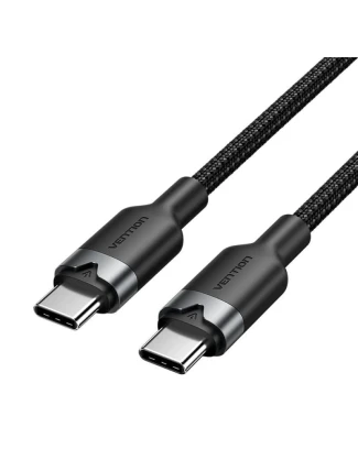 Opletený kabel USB-C na USB-C Vention 3A 480Mbps 60W PD 2m černý