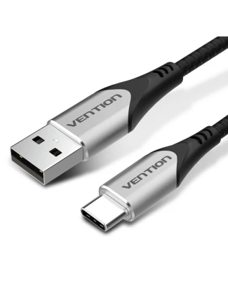 Opletený kabel USB-A na USB-C Vention 3A 480Mbps 2m šedý