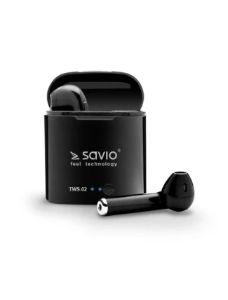 SAVIO TWS-02 bezdrátová sluchátka (do uší; bezdrátová, Bluetooth; se zabudovaným mikrofonem; černá barva) SAVIO TWS-02 bezdrátová sluchátka (do uší; bezdrátová, Bluetooth; se zabudovaným mikrofonem; černá barva)