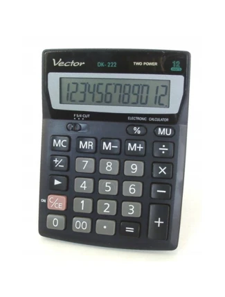 Kancelářská kalkulačka Vector KAV DK-222, 12místná, 103x137mm, černá
