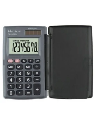 Kapesní kalkulačka Vector s flipovým krytem KAV CH-862D, šedá