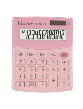 VEKTOROVÁ KANCELÁŘSKÁ KALKULAČKA, KAV VC-812 PK, RŮŽOVÁ
