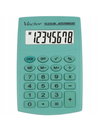 Kapesní kalkulačka Vector Kector KAV VC-210 GN, 8místná, 64x98,5 mm, světle zelená