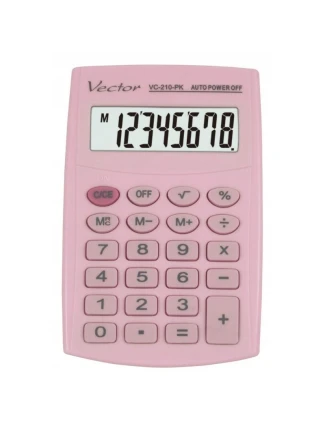 Kapesní kalkulačka Vector Kector KAV VC-210 PK, 8místná, 64x98,5mm, světle růžová