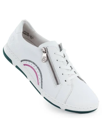 Dámské bílé kožené polobotky na zip Rieker 42424-80