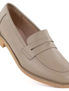 Skórzane półbuty lordsy beżowe Jezzi SFY25128