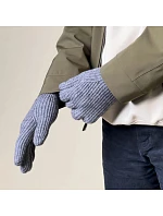 Pletené rukavice na telefon s výřezem na prsty - šedé