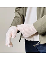 Pletené rukavice na telefon s výřezem na prsty - růžové