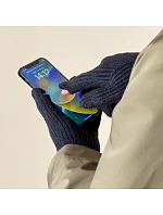 Pletené rukavice na telefon s výřezem na prsty - černé