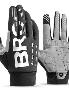 Zateplené cyklistické rukavice Rockbros, dlouhé, velikost: XL - černo-šedé