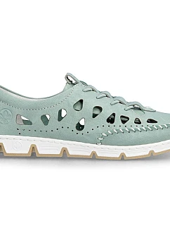 Dámská kožená prolamovaná zelená polobotka Rieker 49956-52