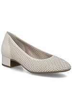 Dámské kožené béžové ažurové lodičky Rieker 43459-60