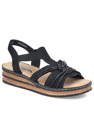 Dámské sandály s gumovou podrážkou černé Rieker 62969-00