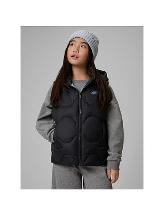 Dívčí bunda bez rukávů s kapucí 4F 4FJRSS26TVJAF355-20S dětská