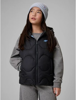 Dívčí bunda bez rukávů s kapucí 4F 4FJRSS26TVJAF355-20S dětské