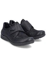 Dámské polobotky s suchým zipem, pohodlné, černé, Rieker 48954-00 Dámské polobotky s suchým zipem, pohodlné, černé, Rieker 48954-00
